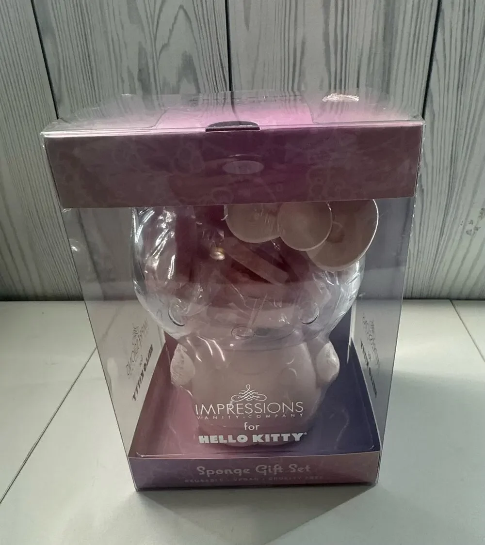 Impressions Hello Kitty Sponge Holder Container Set 12 Sponges